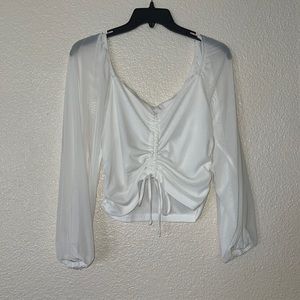 Bella Ju Doir white puffy sleep crop top in XL